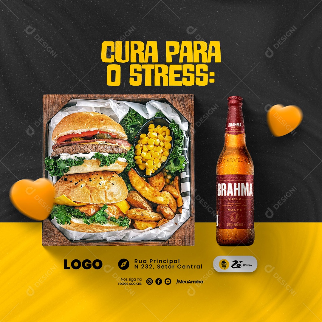 Cura para o Stress Boteco Social Media PSD Editável