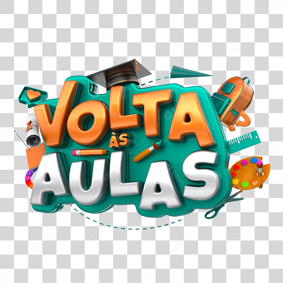 Selo 3D Para Composição Volta às Aulas PNG Transparente