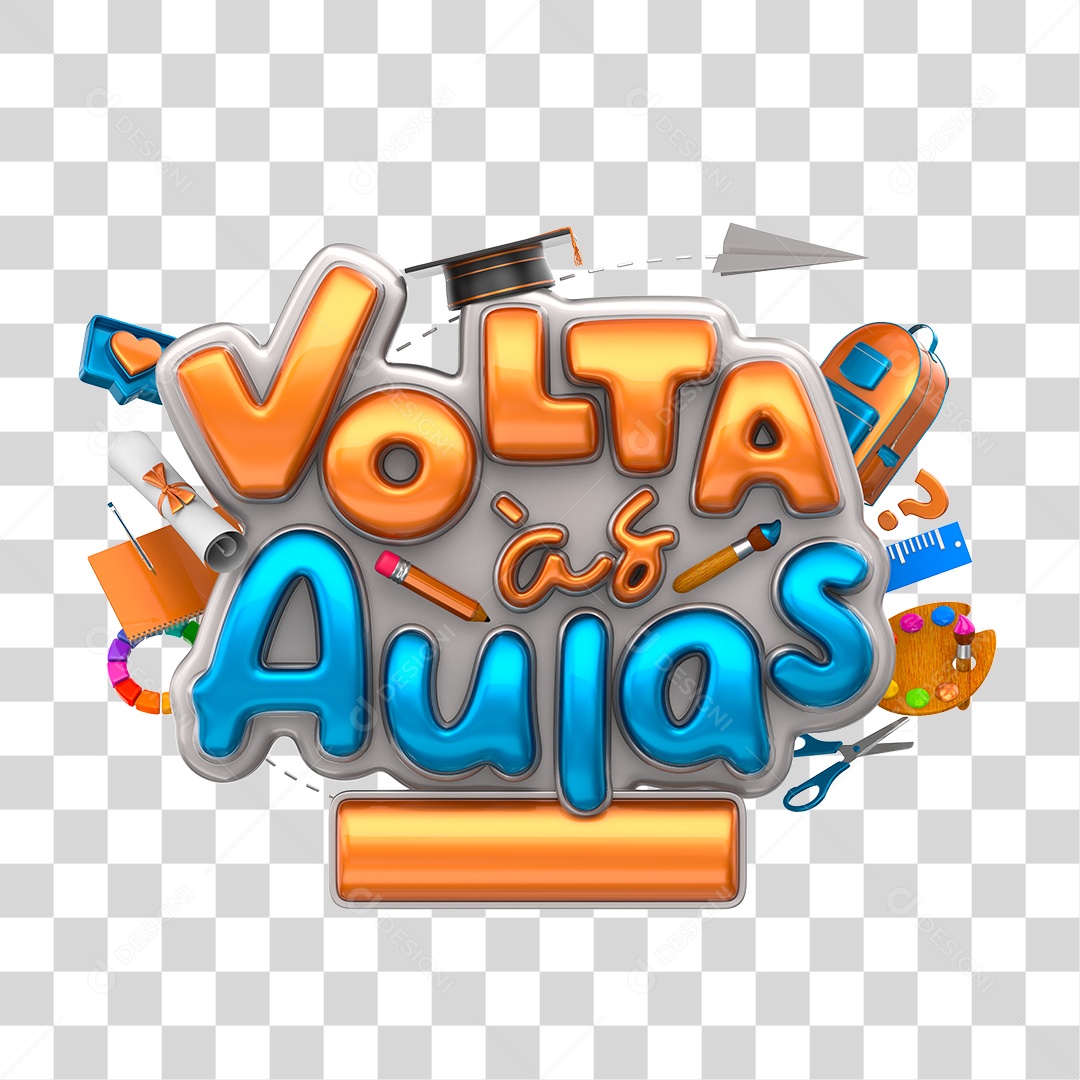 Selo 3D Para Composição Volta às Aulas PNG Transparente