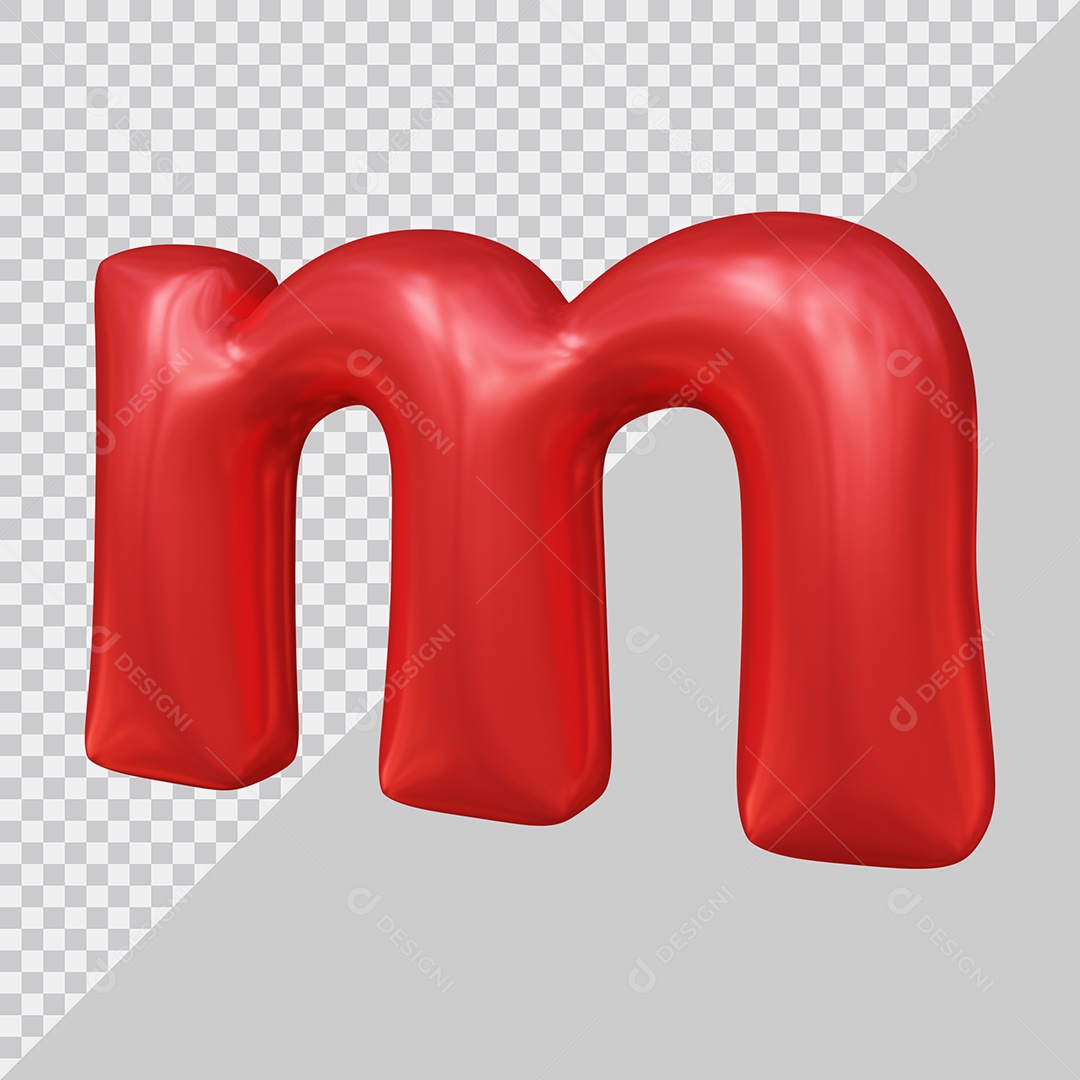 Elemento 3D Para Composição Letra M Minúscula Vermelha PSD