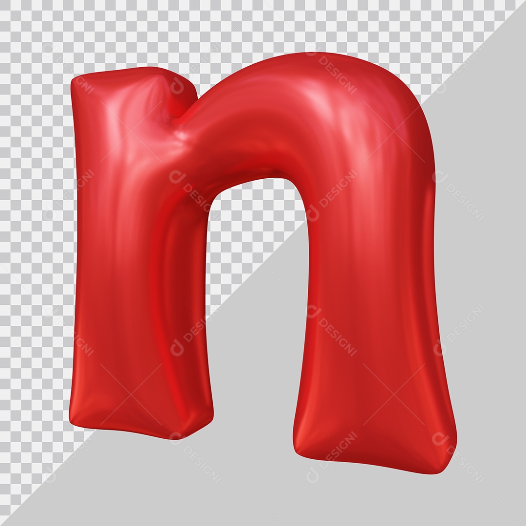 3D Element For Compositing Red Lowercase Letter N PSD
