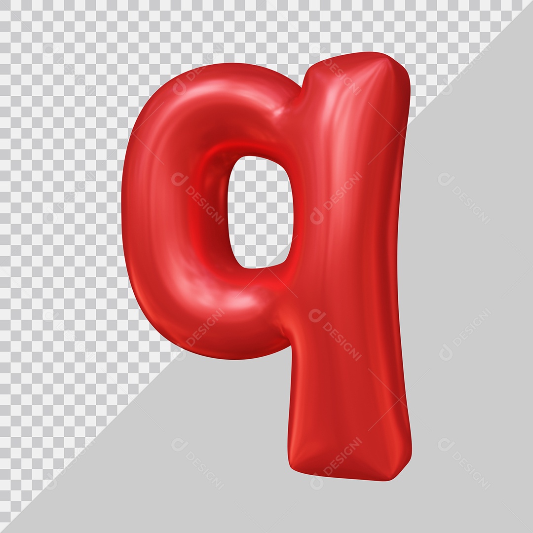 Elemento 3D Para Composição Letra Q Minúscula Vermelha PSD