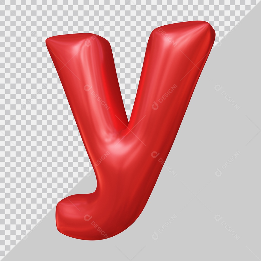 Elemento 3D Para Composição Letra Y Minúscula Vermelha PSD