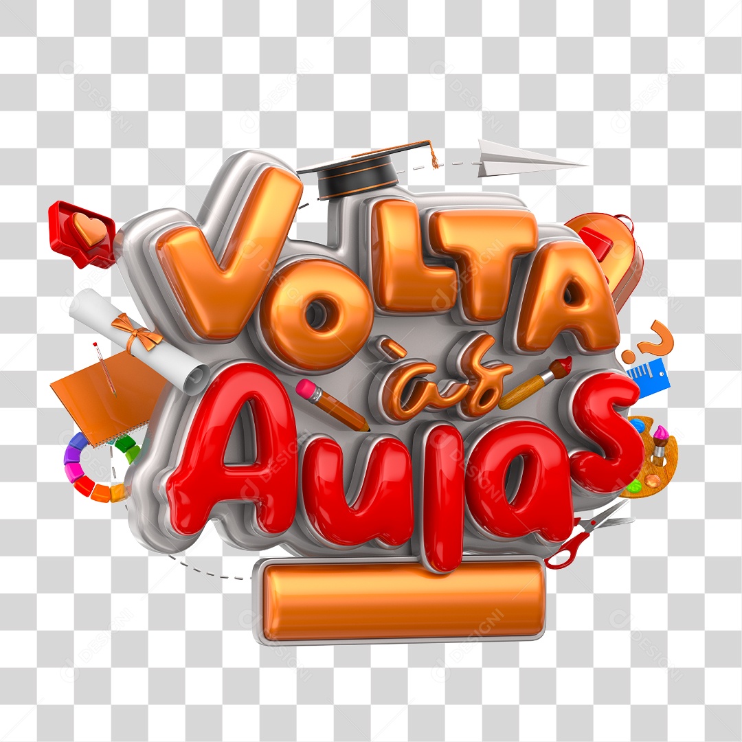 Selo 3D Para Composição Volta às Aulas PNG Transparente