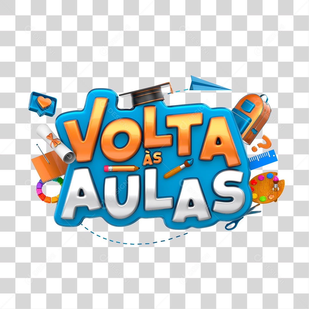 Selo 3D Para Composição Volta às Aulas PNG Transparente