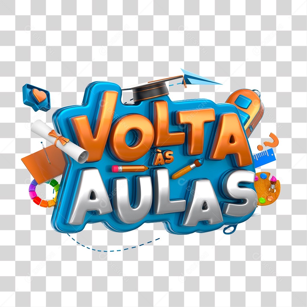 Selo 3D Para Composição Volta às Aulas PNG Transparente