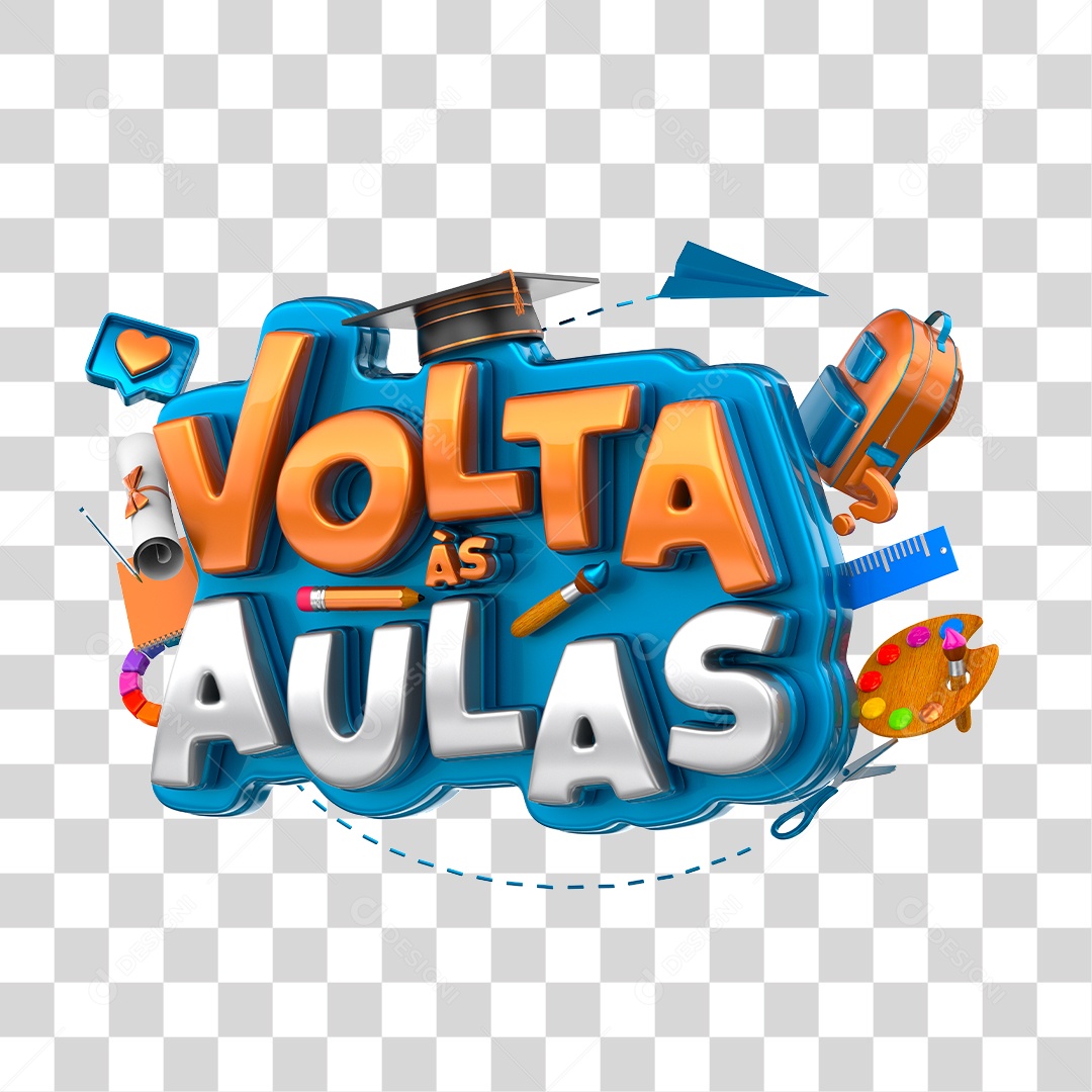 Selo 3D Para Composição Volta às Aulas PNG Transparente