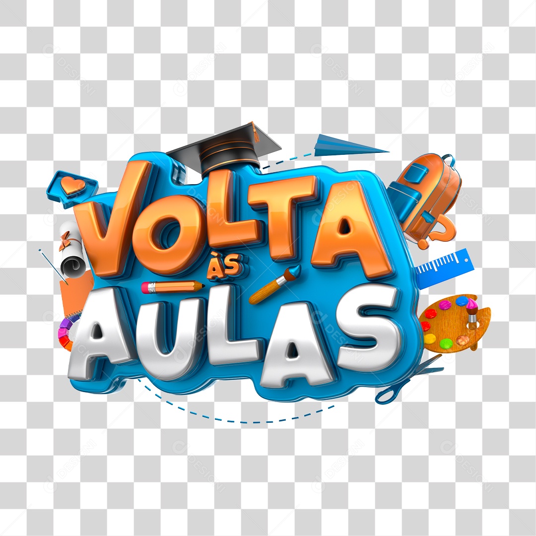 Selo 3D Para Composição Volta às Aulas PNG Transparente