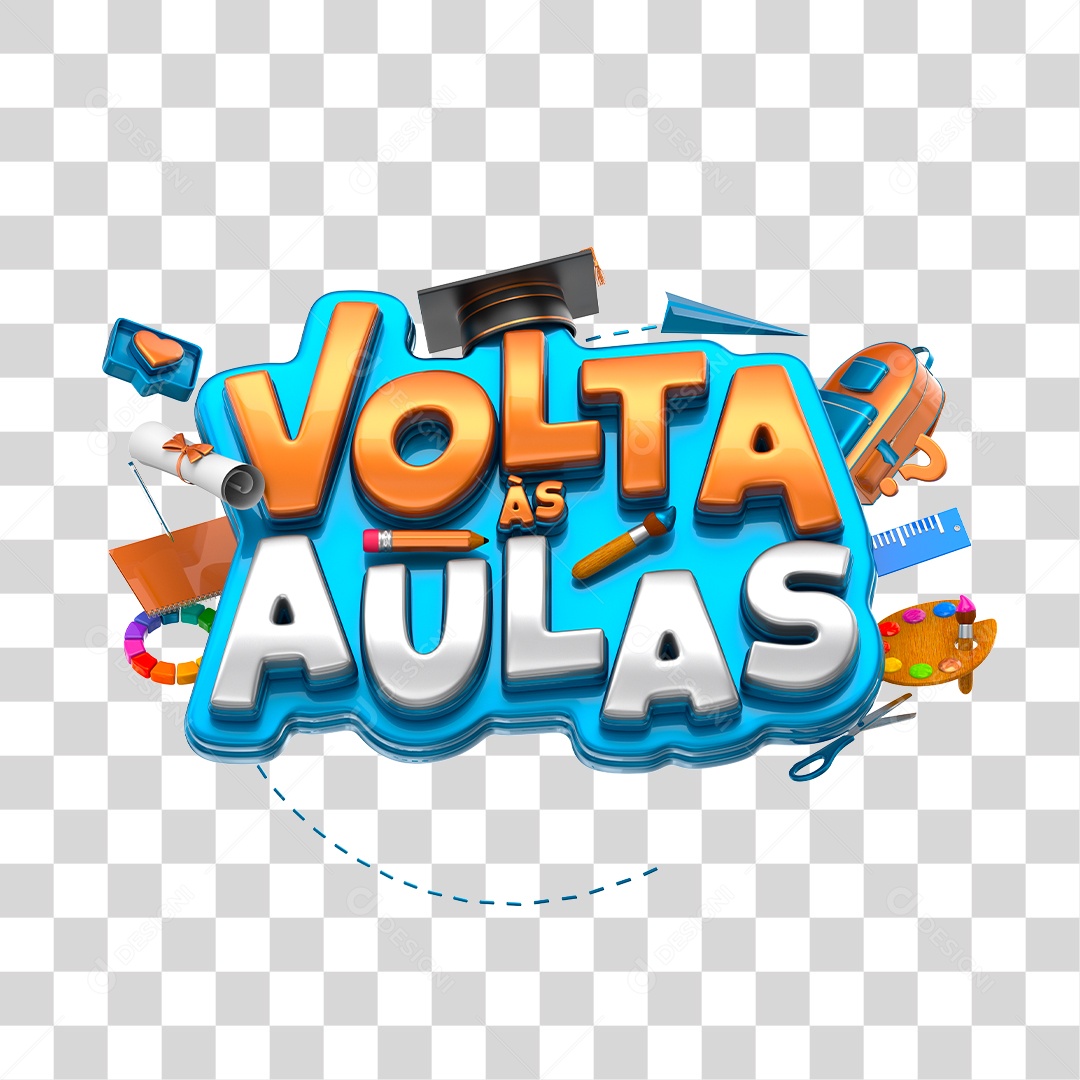 Selo 3D Para Composição Volta às Aulas PNG Transparente
