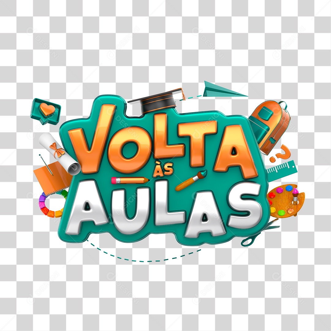 Back to School Composition 3D Stamp Transparent PNG