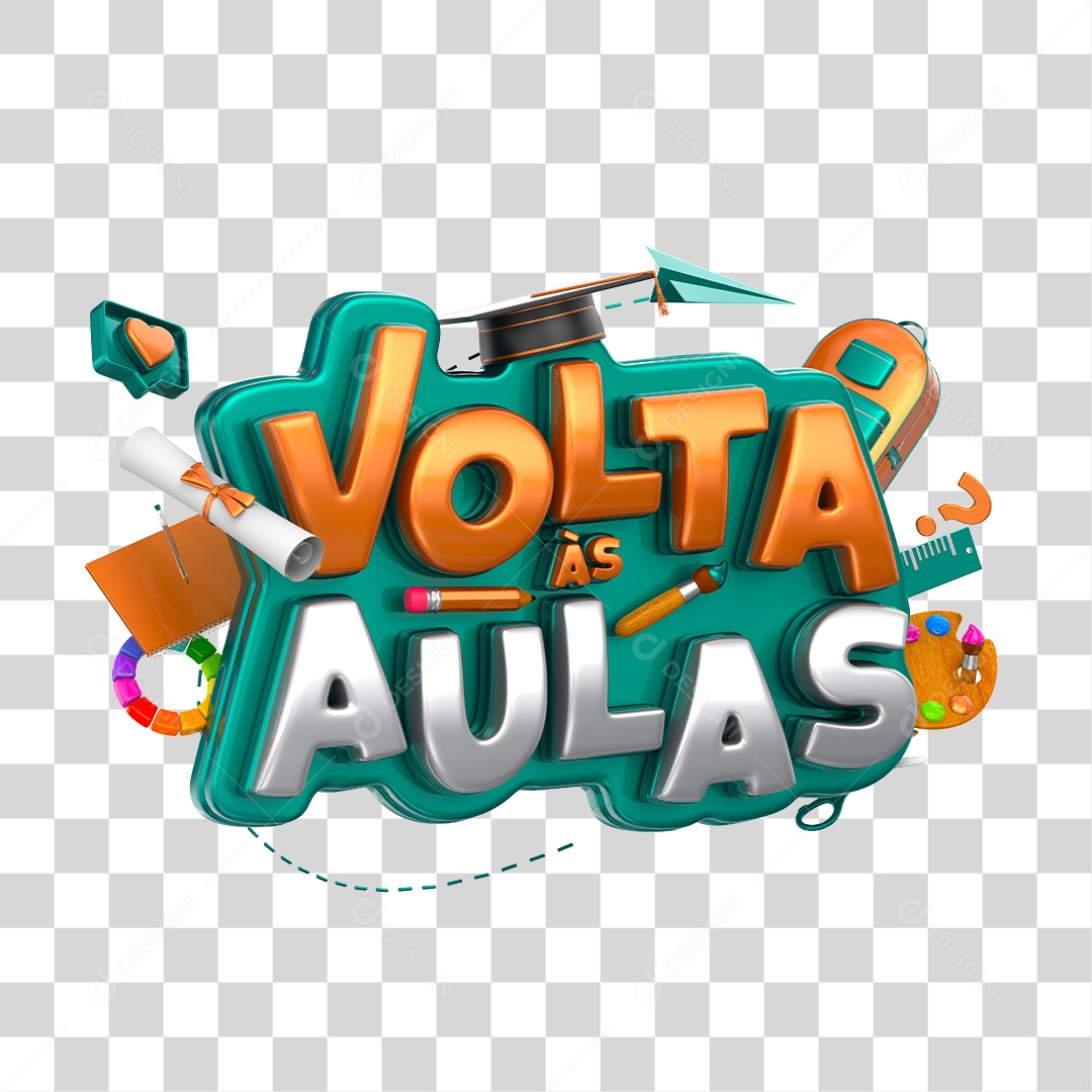 Selo 3D Para Composição Volta às Aulas PNG Transparente