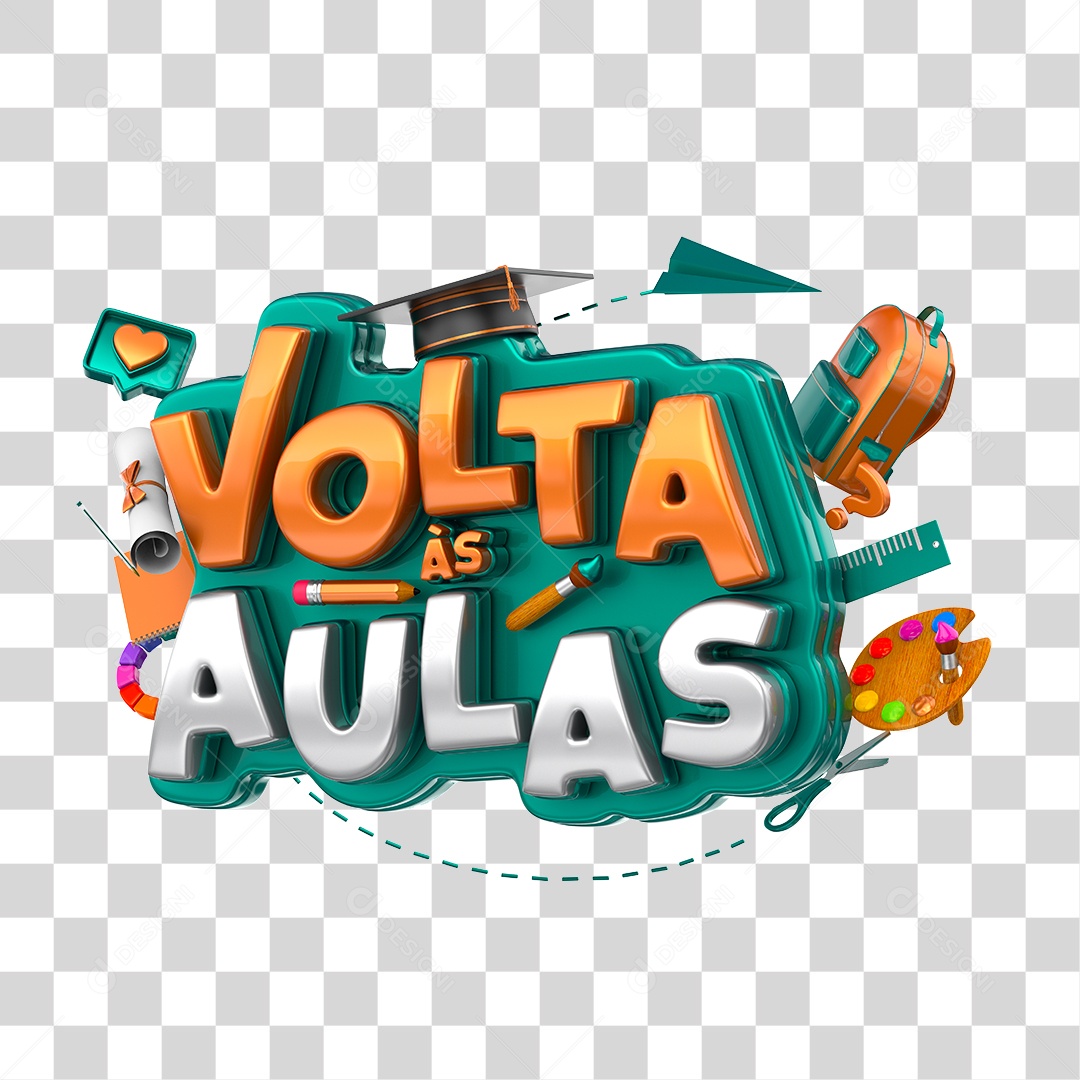 Selo 3D Para Composição Volta às Aulas PNG Transparente