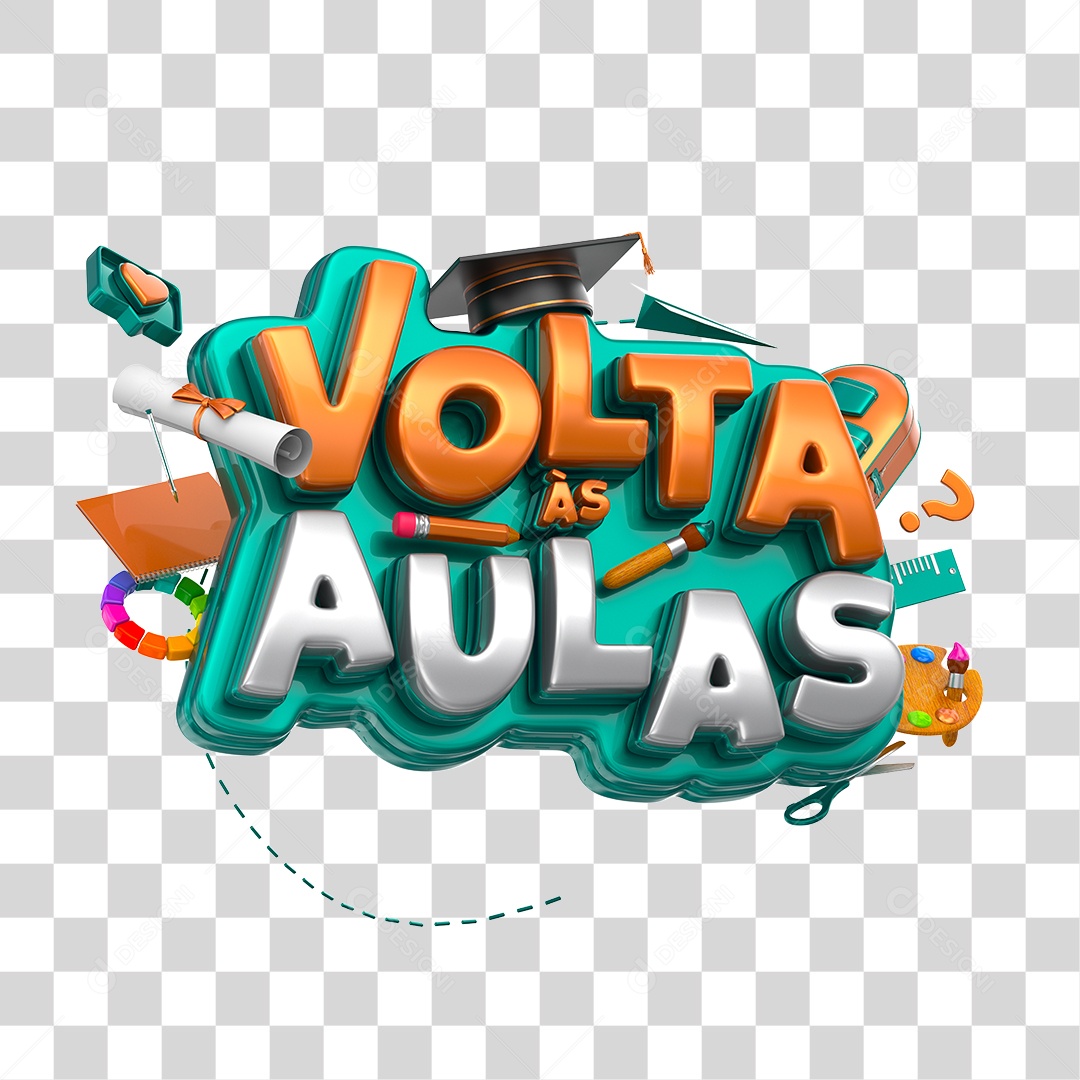 Selo 3D Para Composição Volta às Aulas PNG Transparente