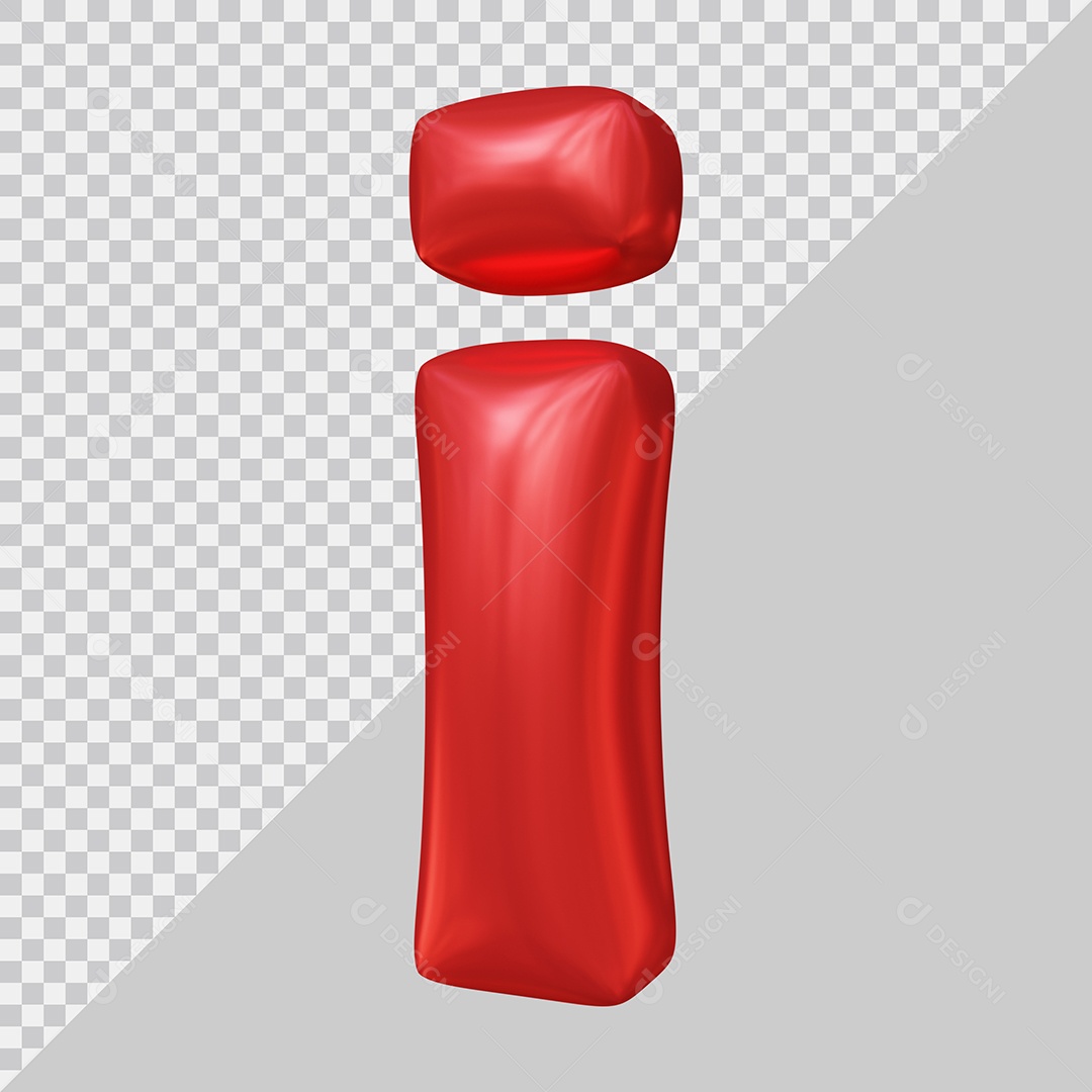 Elemento 3D Para Composição Letra I Minúscula Vermelha PSD