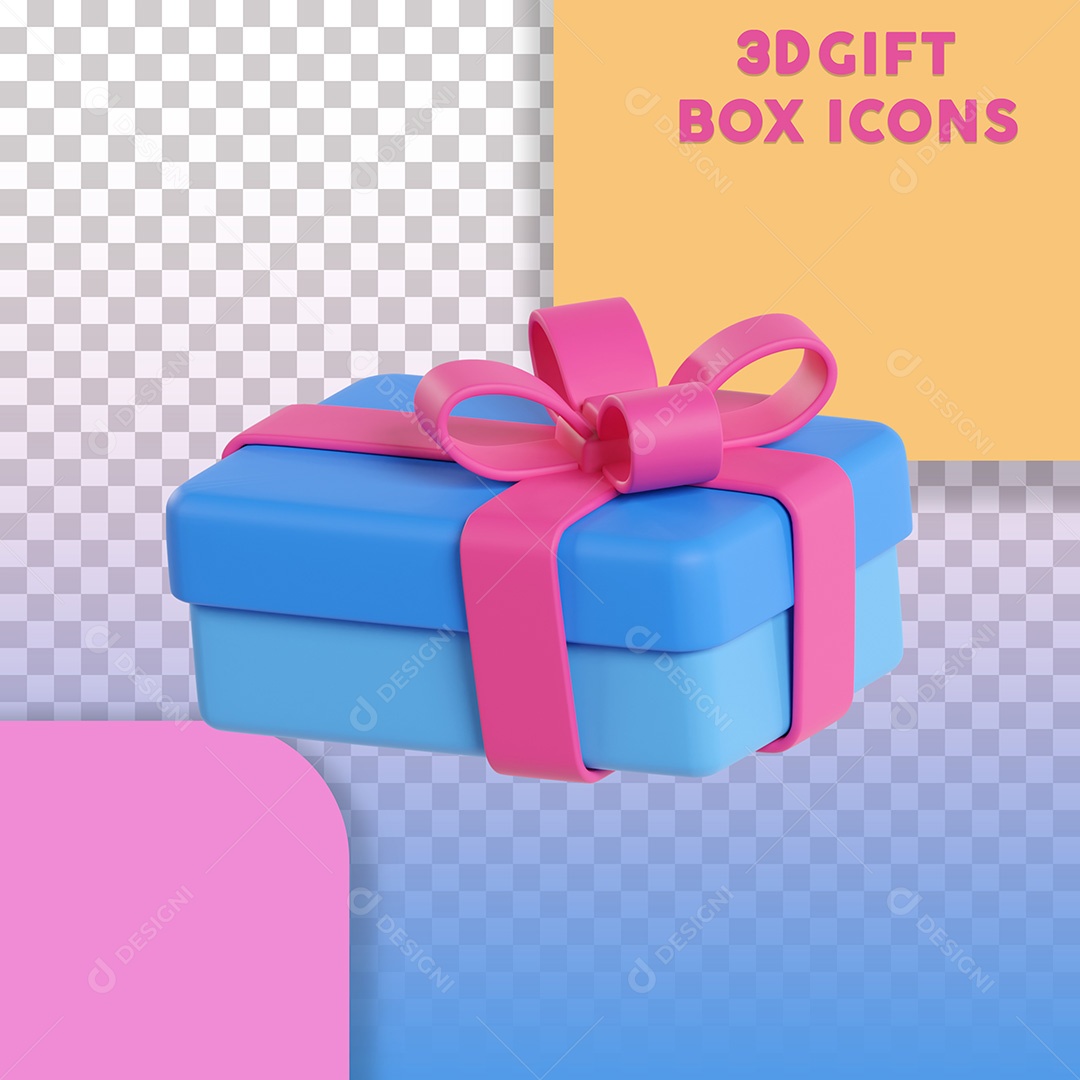 Ilustração 3D Caixa de Presente Para Composição PSD