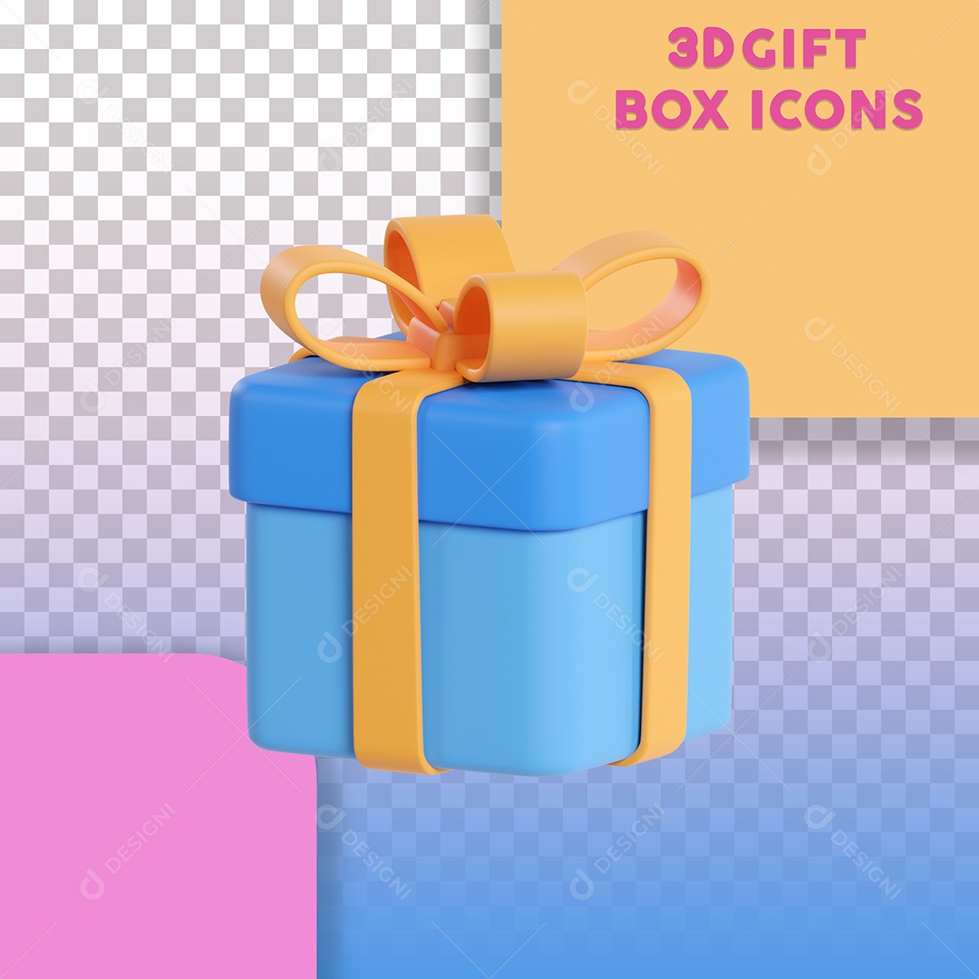 Ilustração 3D Caixa de Presente Para Composição PSD