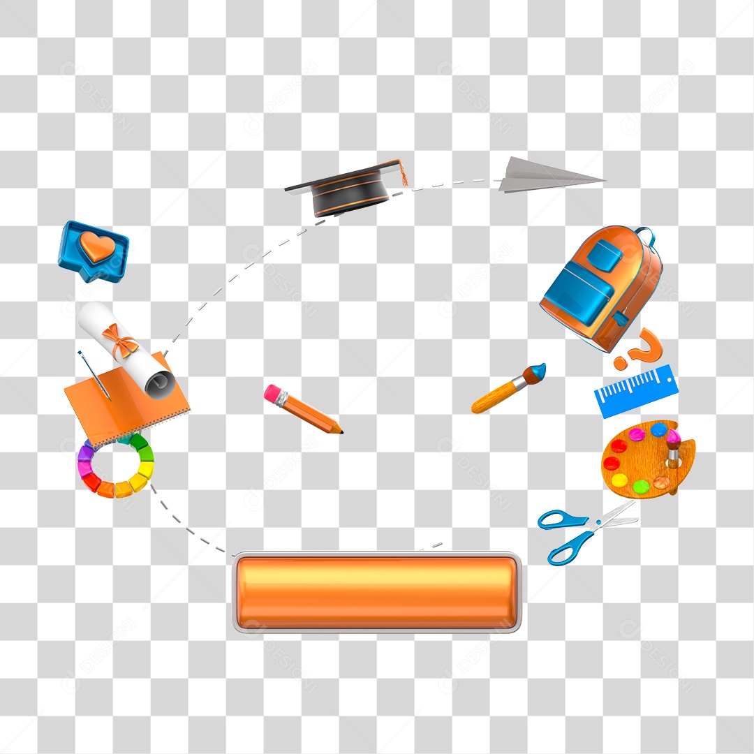 Elementos 3D Para Composição Materiais Escolares PNG Transparente