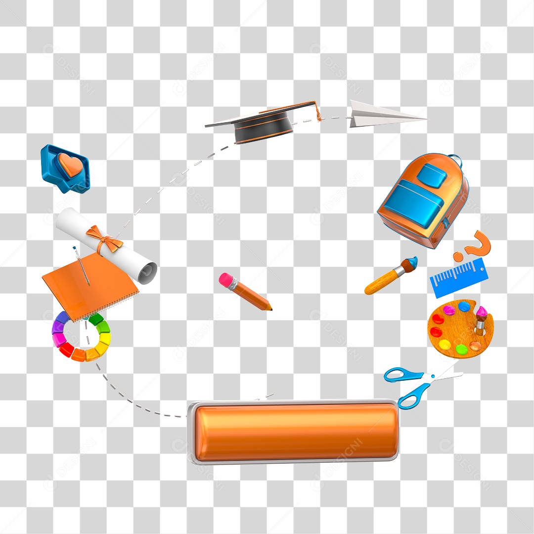 Elementos 3D Para Composição Materiais Escolares PNG Transparente