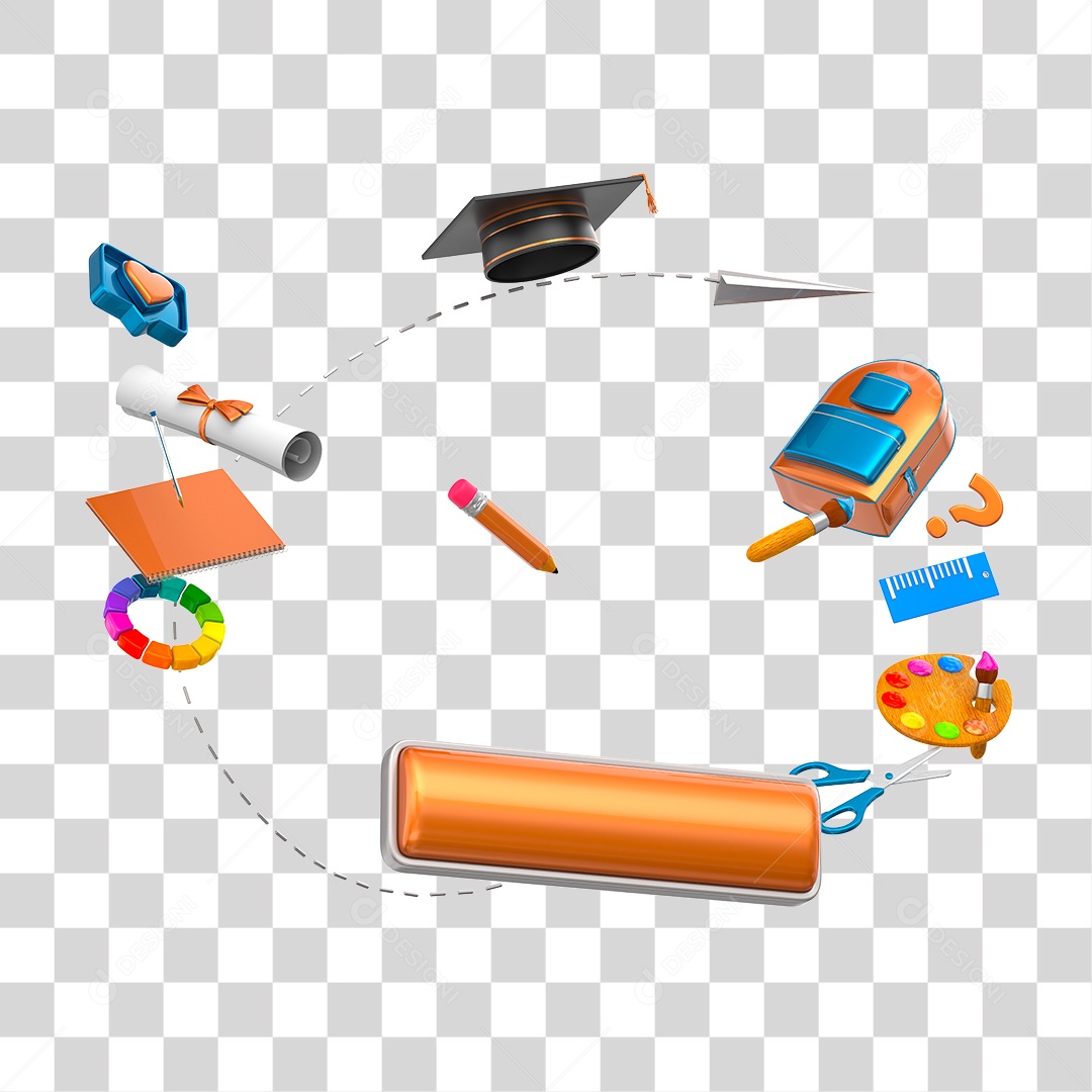 Elementos 3D Para Composição Materiais Escolares PNG Transparente