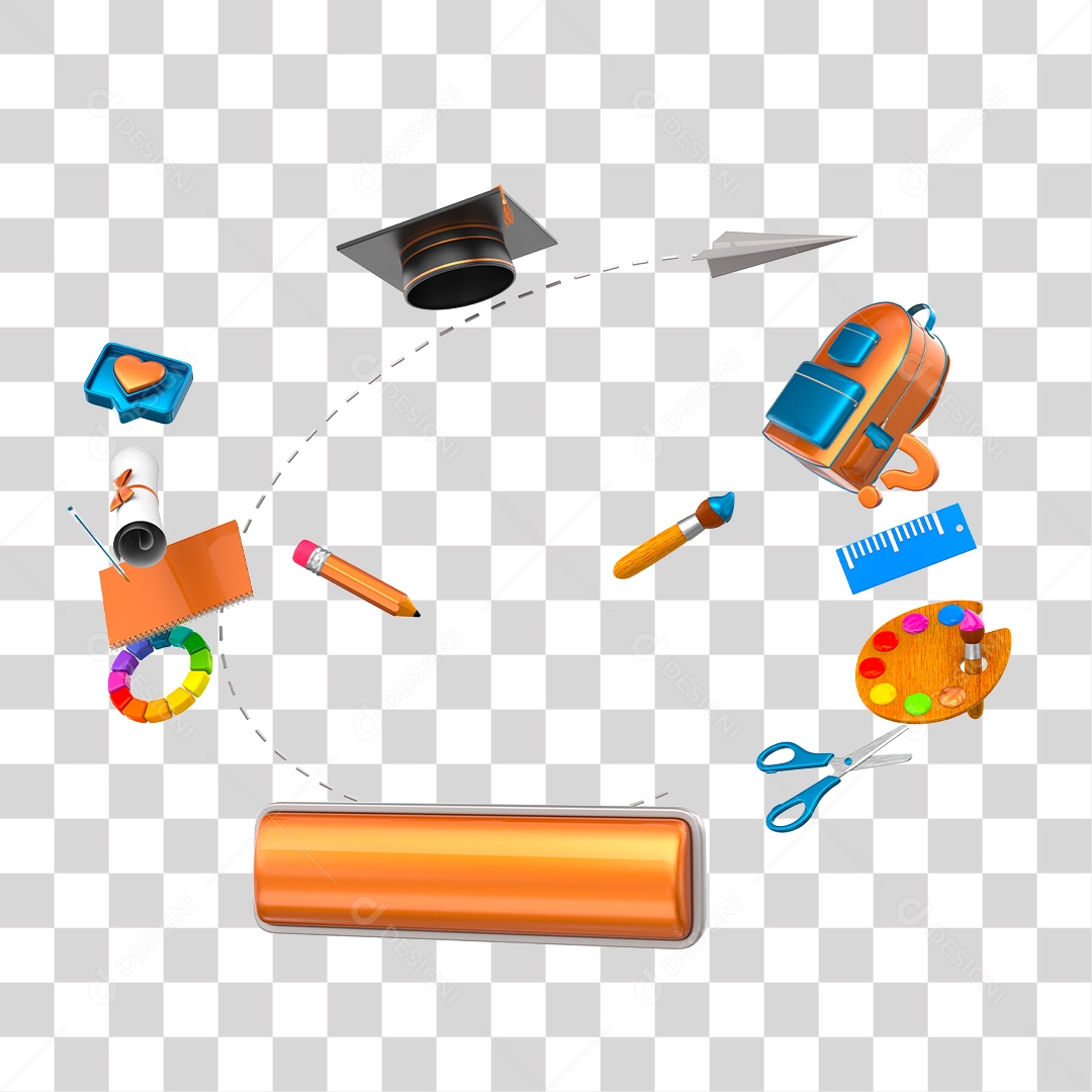 Elementos 3D Para Composição Materiais Escolares PNG Transparente