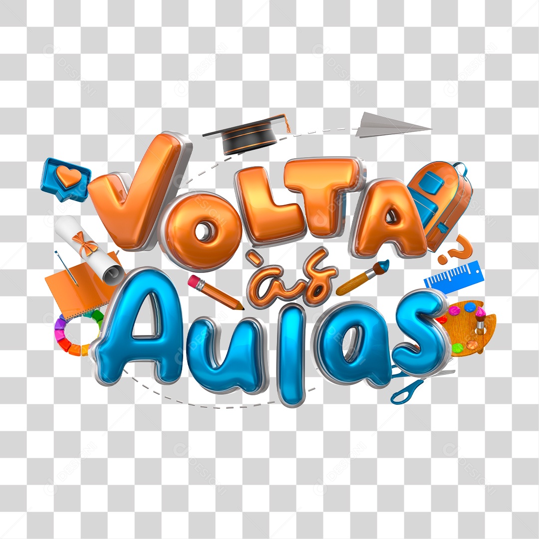 Selo 3D Para Composição Volta às Aulas PNG Transparente