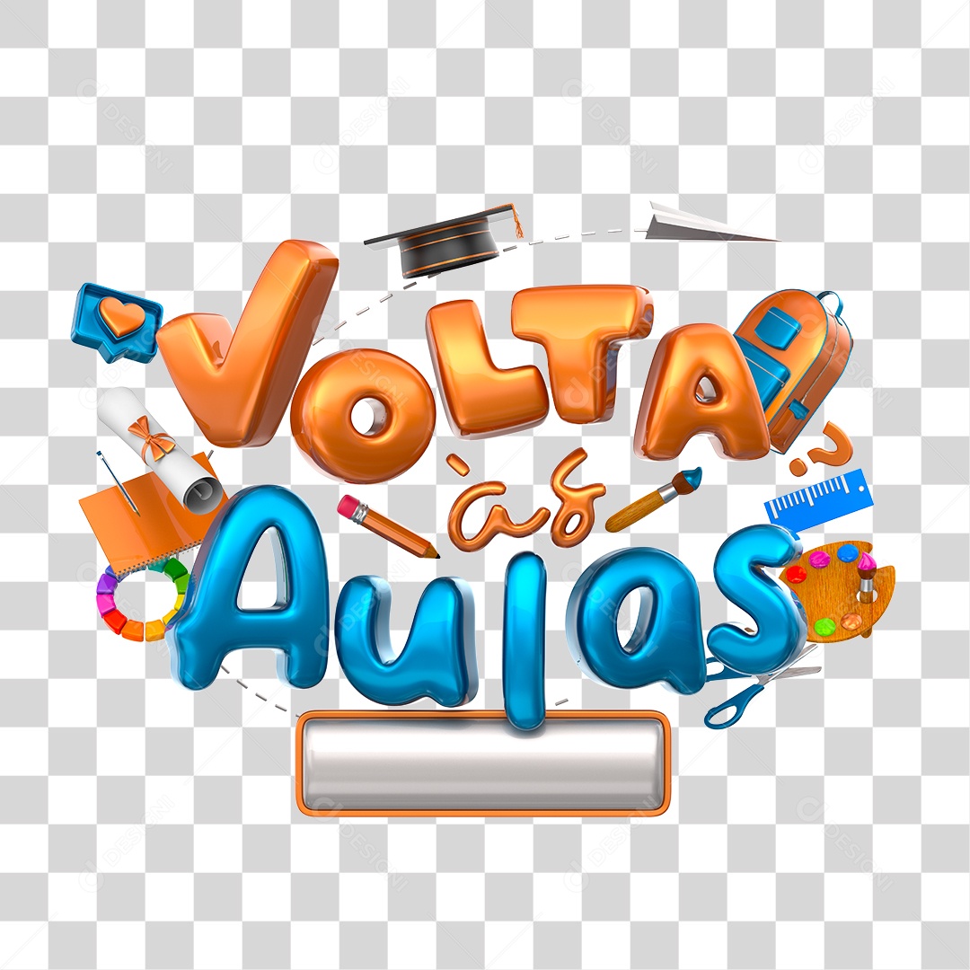 Selo 3D Para Composição Volta às Aulas PNG Transparente