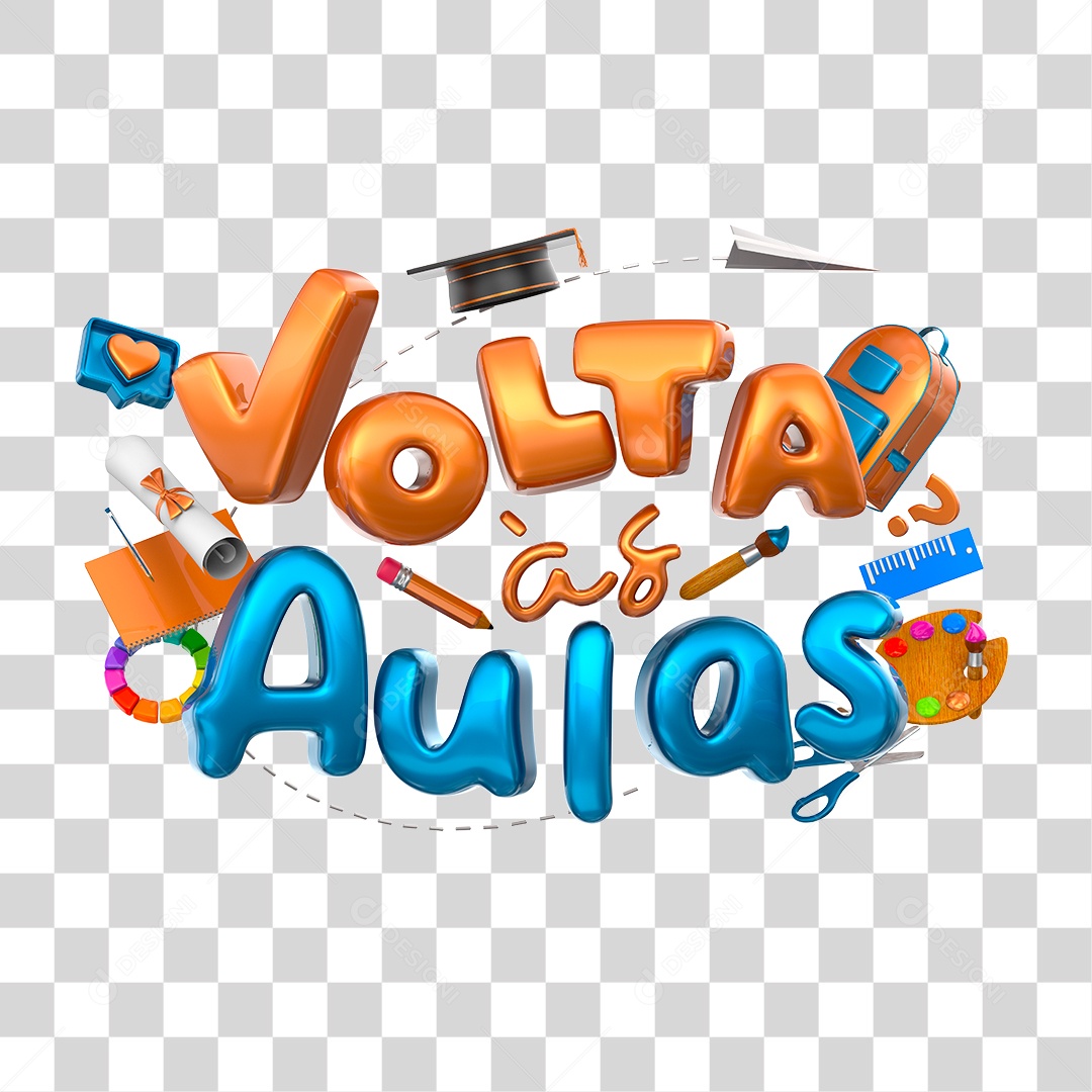 Selo 3D Para Composição Volta às Aulas PNG Transparente