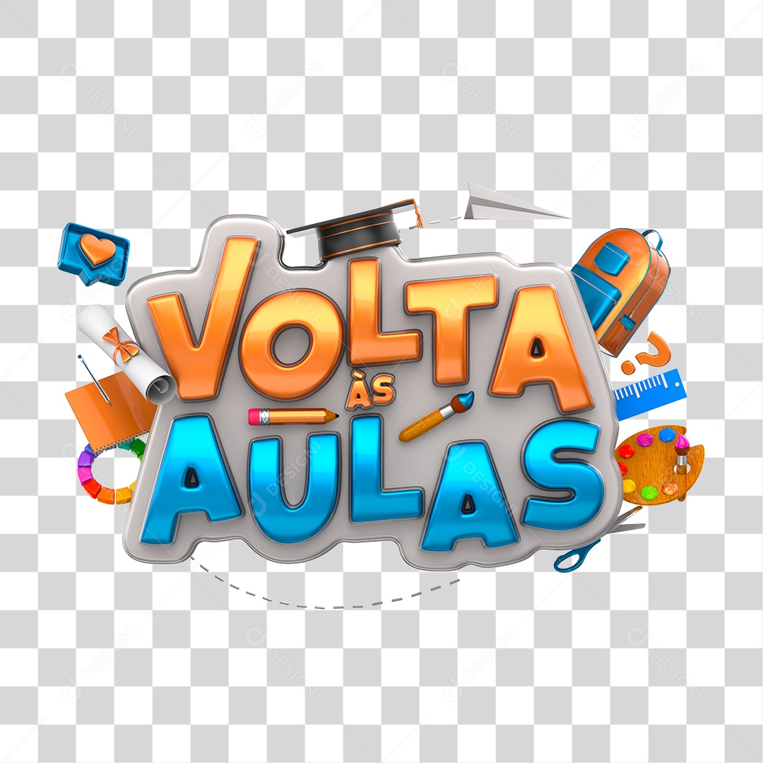 Selo 3D Para Composição Volta às Aulas PNG Transparente
