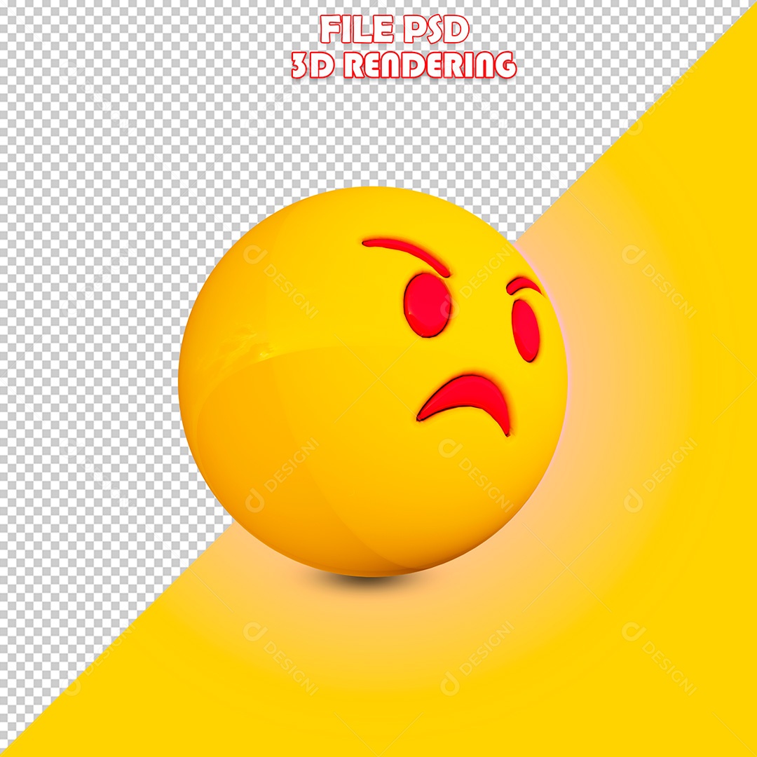 Elemento 3D Emoji de Raiva Para Composição PSD