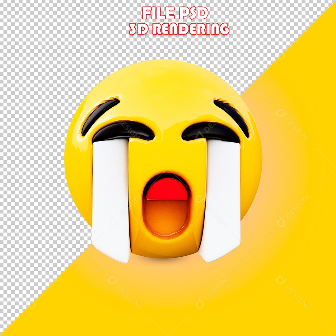 Elemento 3D Emoji de Choro Para Composição PSD