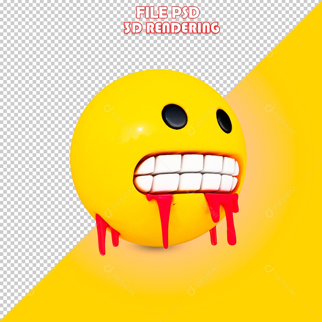 Elemento 3D Emoji Saindo Sangue Para Composição PSD