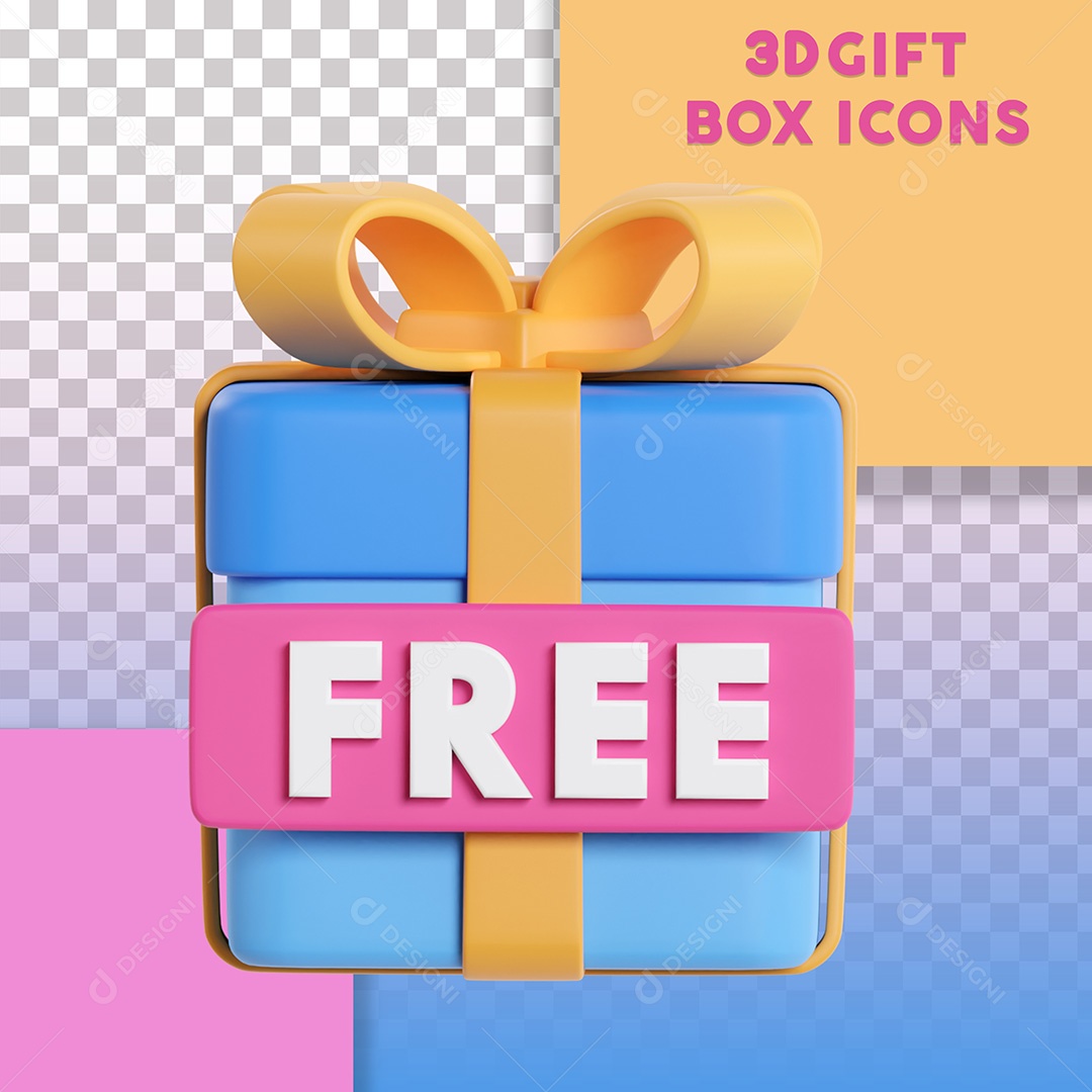 Ilustração 3D Caixa de Presente Free Para Composição PSD