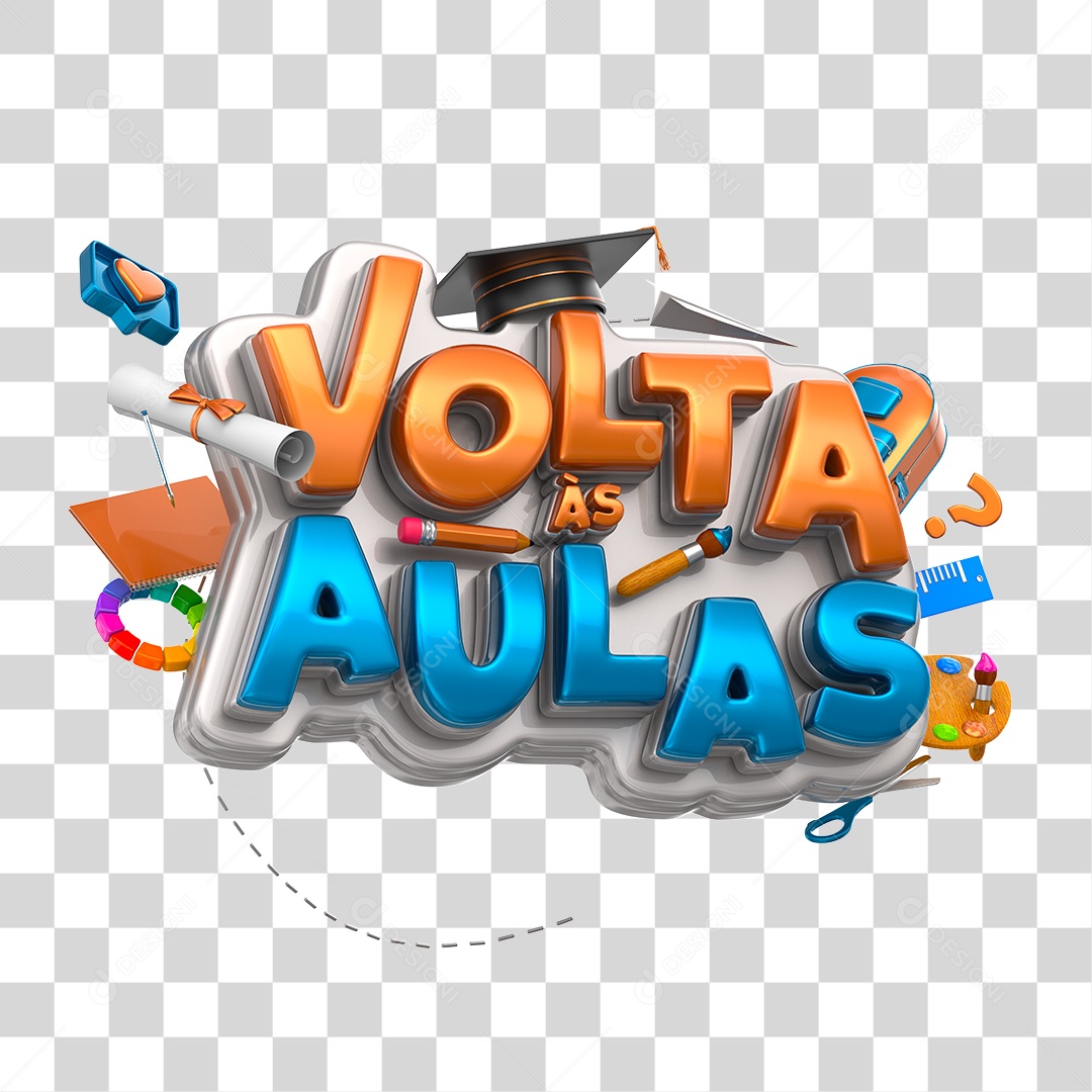 Selo 3D Para Composição Volta às Aulas PNG Transparente