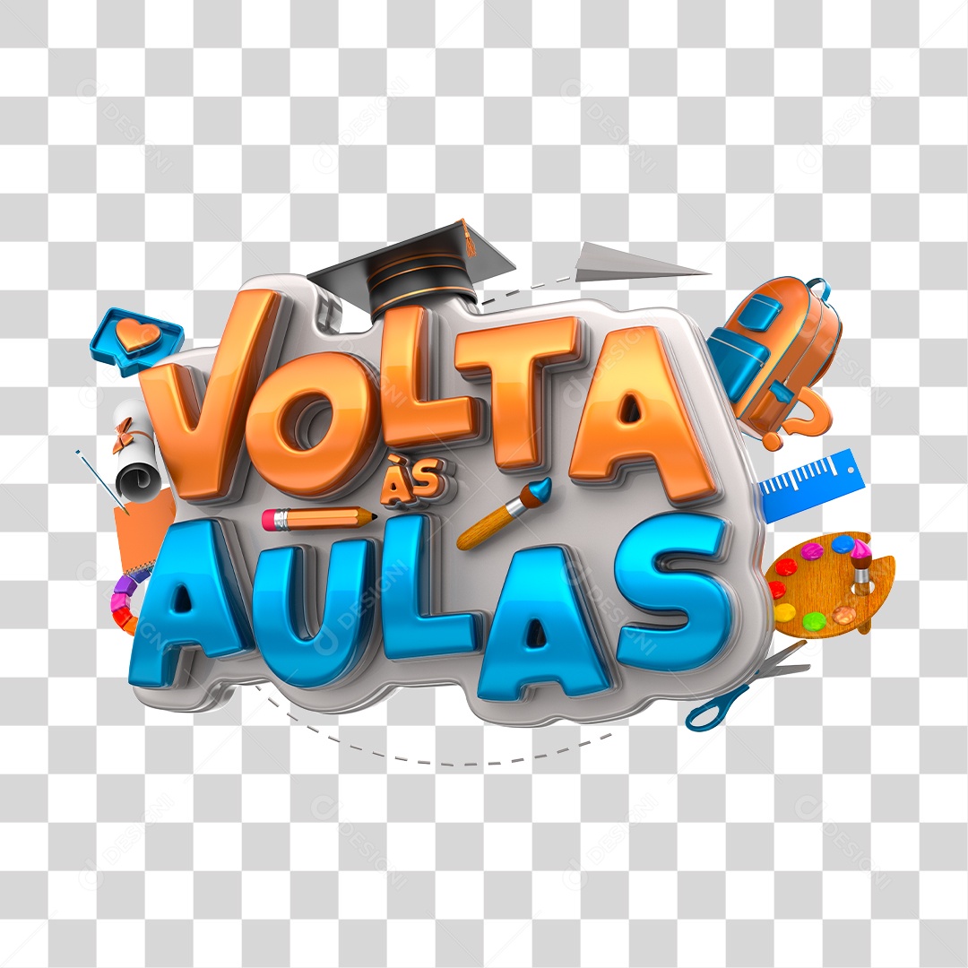 Selo 3D Para Composição Volta às Aulas PNG Transparente