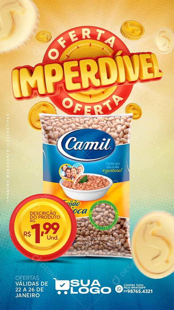 Post Supermercado Oferta Imperdível Social Media PSD Editável