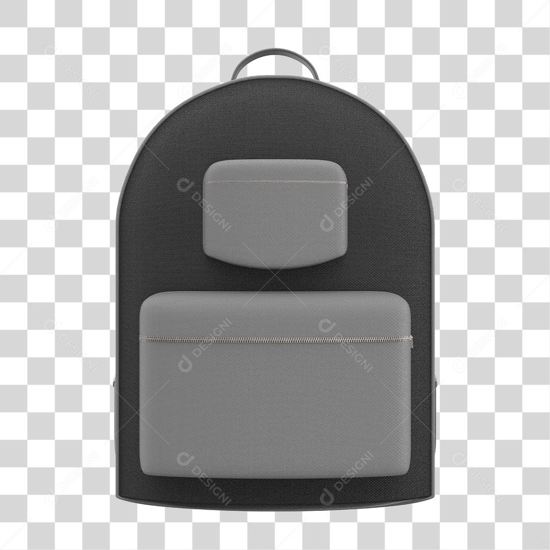 Elemento 3D Para Composição Mochila Escolar Preta PNG Transparente