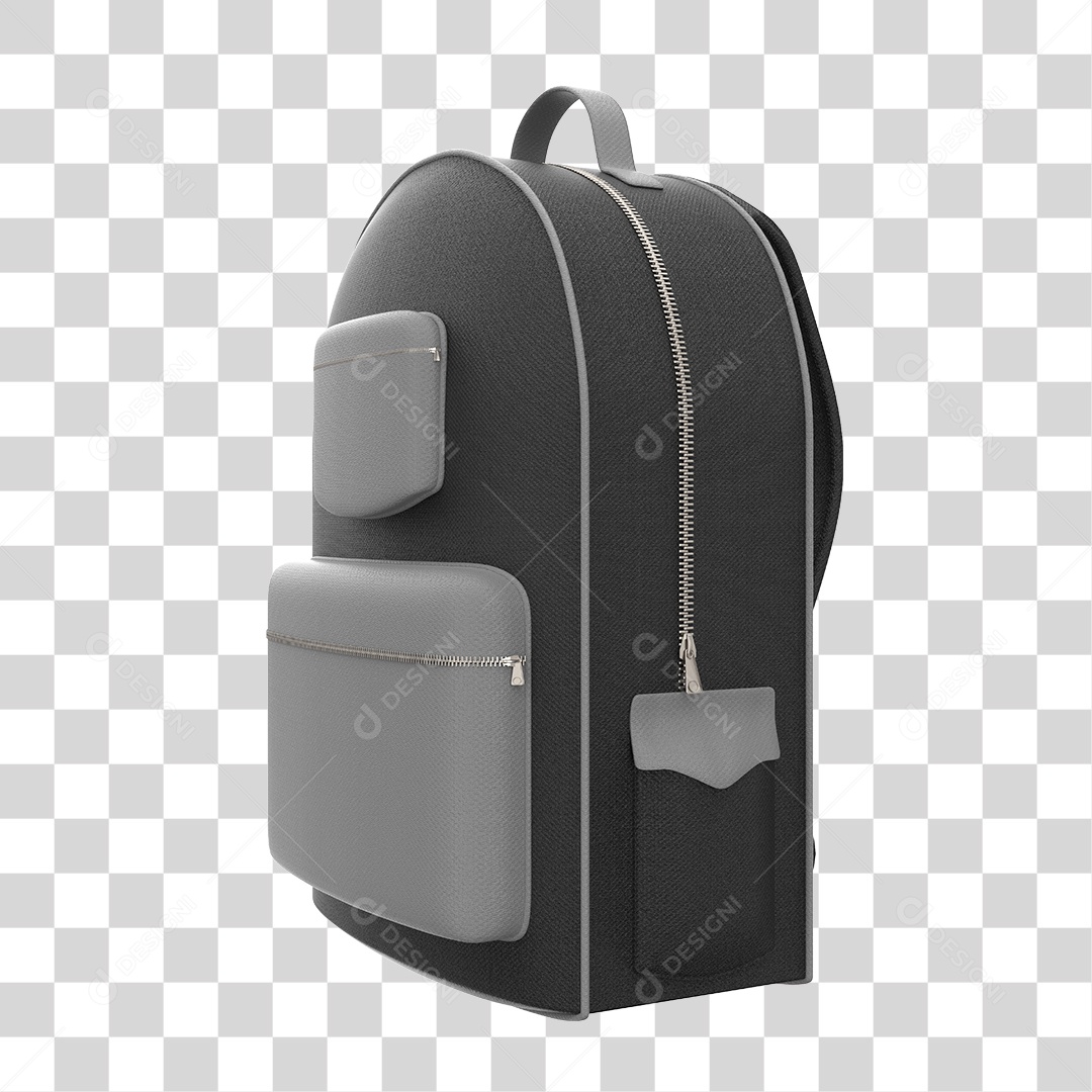 Elemento 3D Para Composição Mochila Escolar Preta PNG Transparente