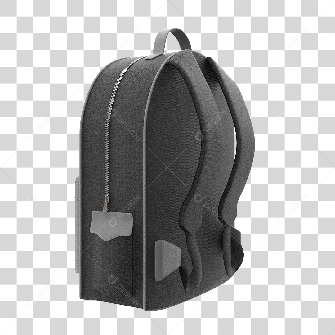 Elemento 3D Para Composição Mochila Escolar Preta PNG Transparente