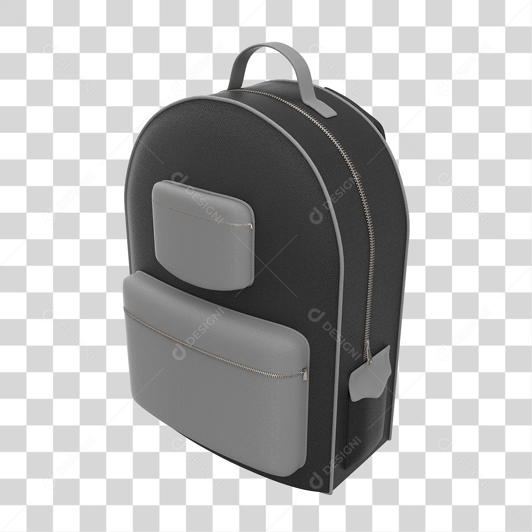 Elemento 3D Para Composição Mochila Escolar Preta PNG Transparente