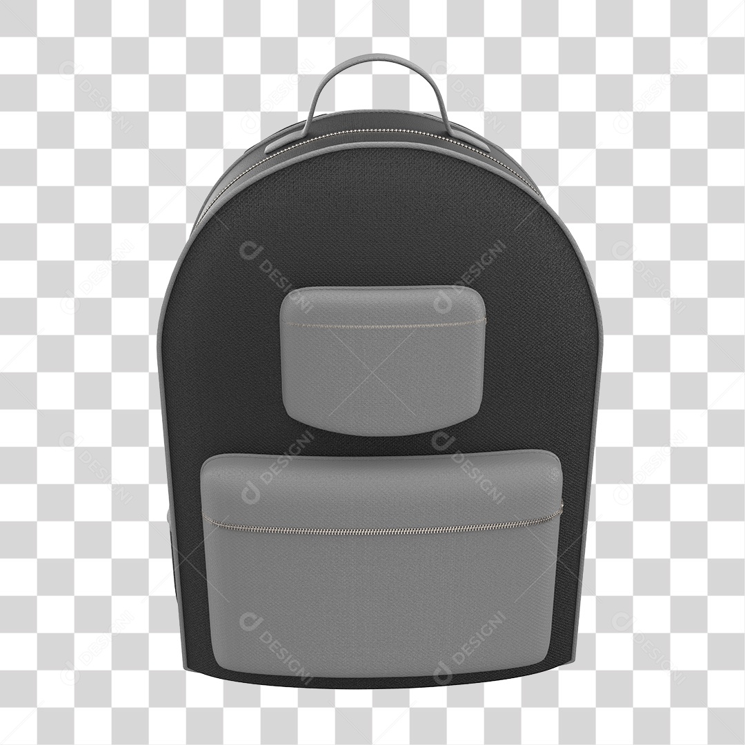 Elemento 3D Para Composição Mochila Escolar Preta PNG Transparente