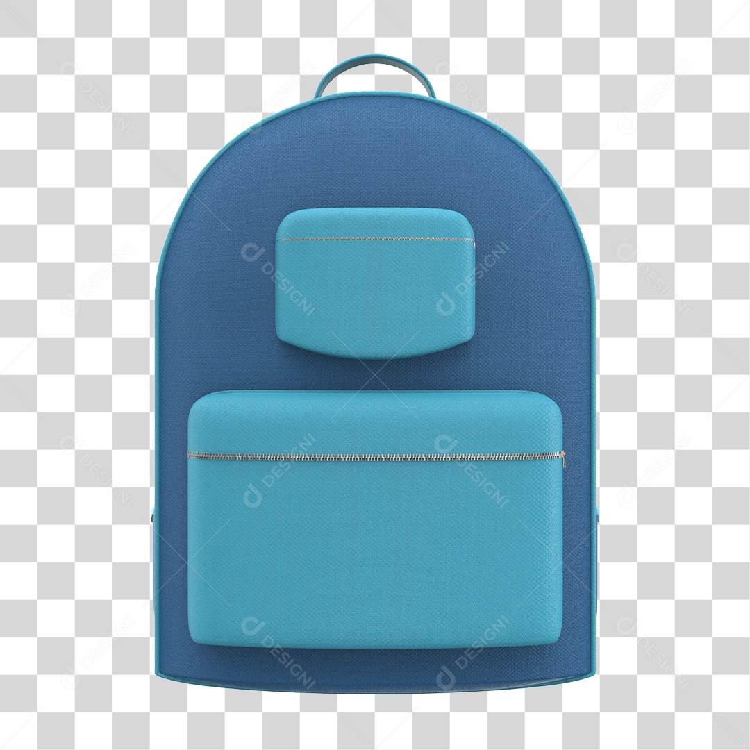 Elemento 3D Para Composição Mochila Escolar Azul PNG Transparente
