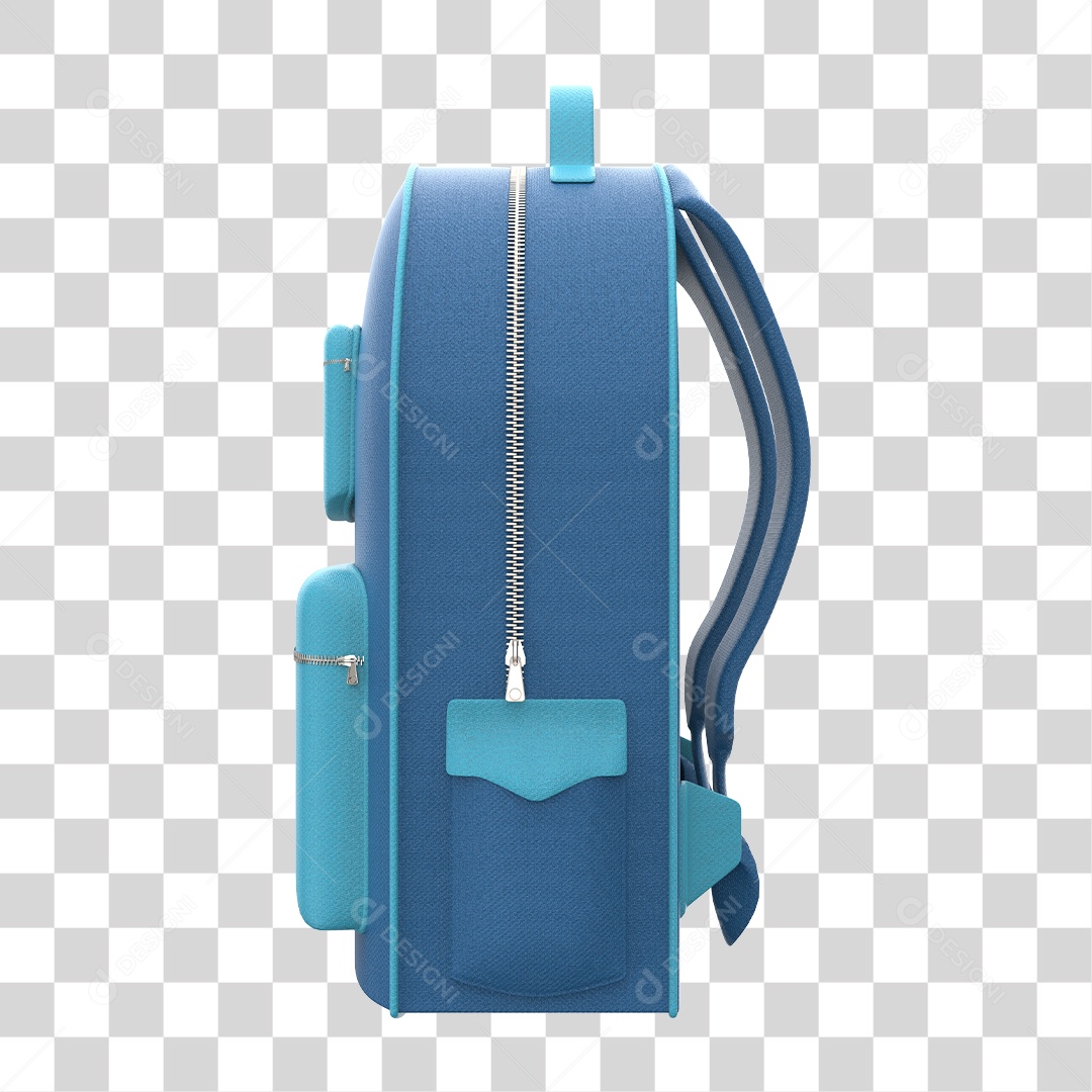 Elemento 3D Para Composição Mochila Escolar Azul PNG Transparente