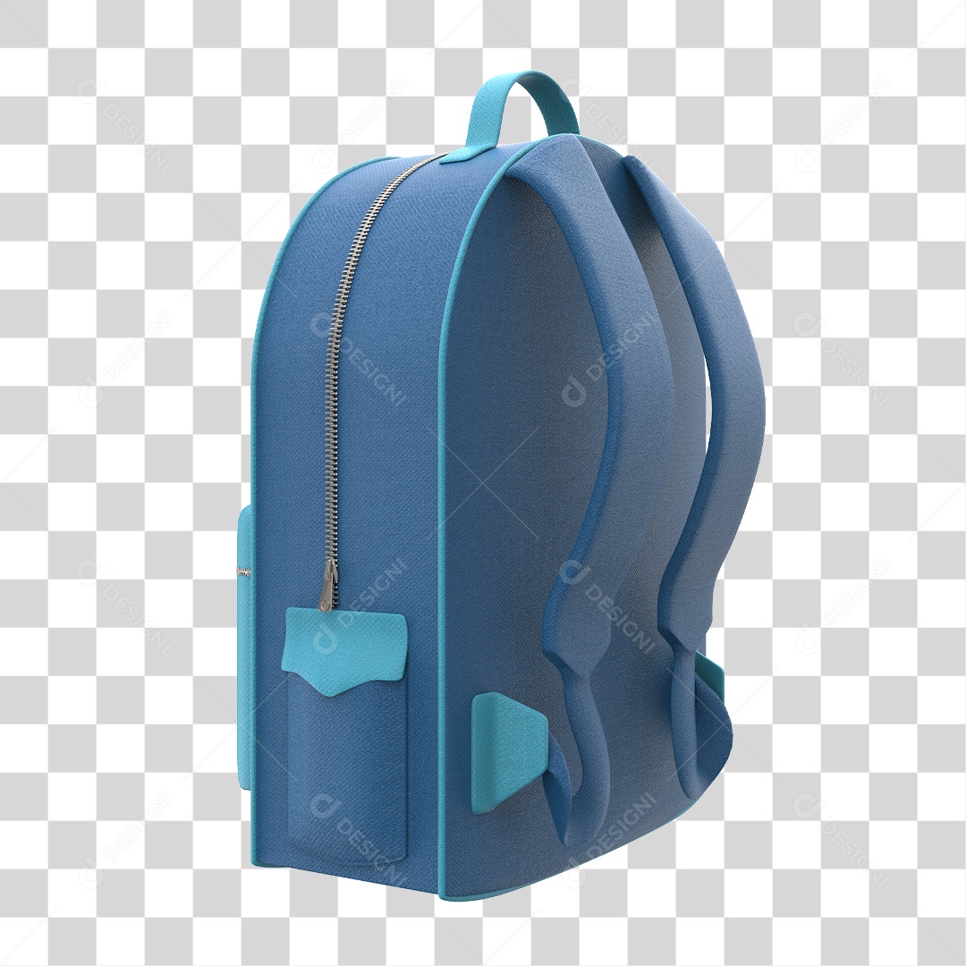 Elemento 3D Para Composição Mochila Escolar Azul PNG Transparente