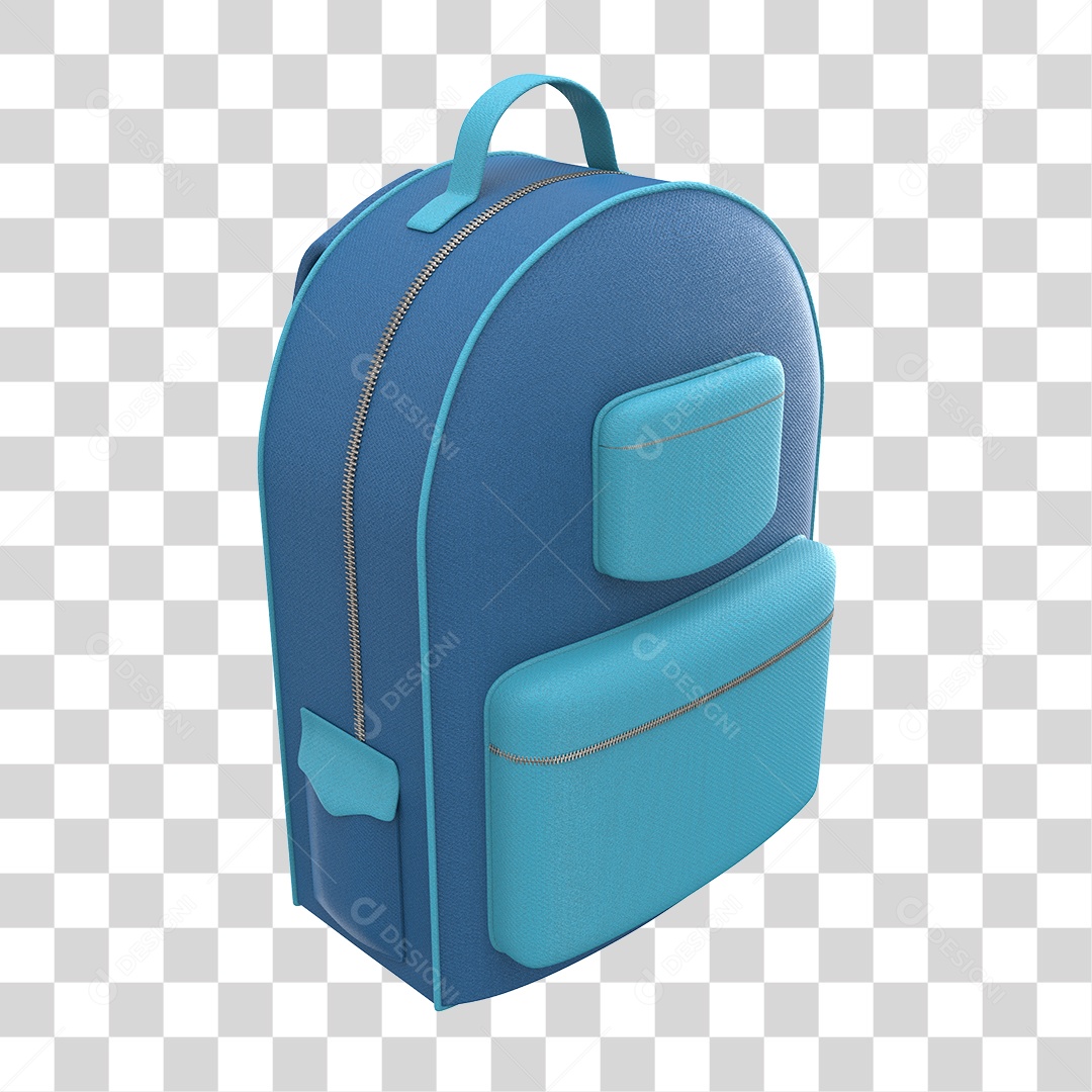 Elemento 3D Para Composição Mochila Escolar Azul PNG Transparente