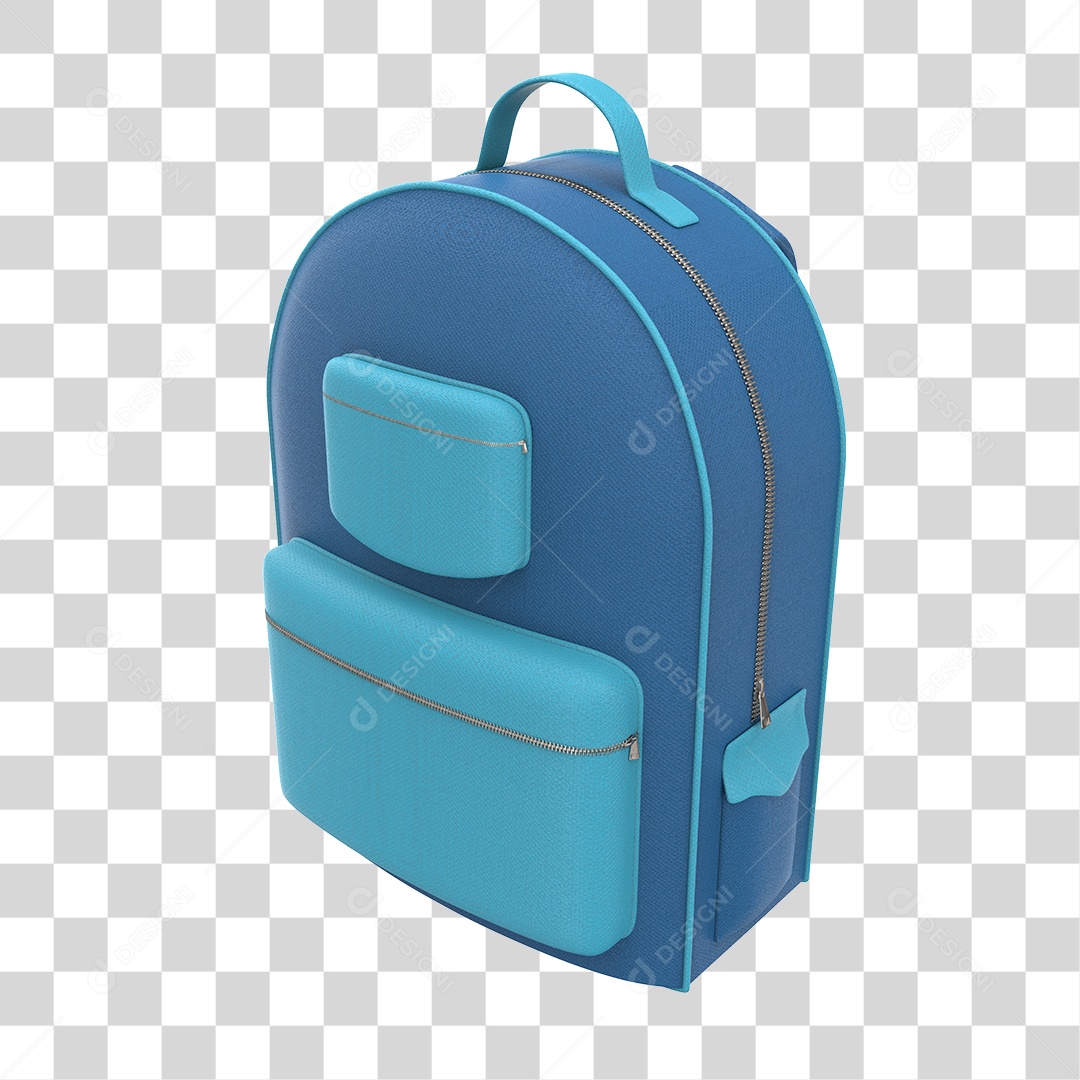 Elemento 3D Para Composição Mochila Escolar Azul PNG Transparente