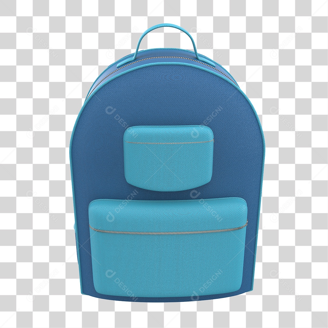 Elemento 3D Para Composição Mochila Escolar Azul PNG Transparente
