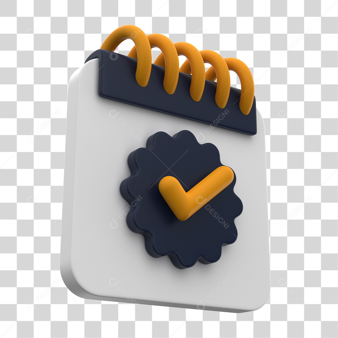 Elemento 3D Para Composição Calendário Preto e Branco Com Símbolo de Verificação PNG Transparente