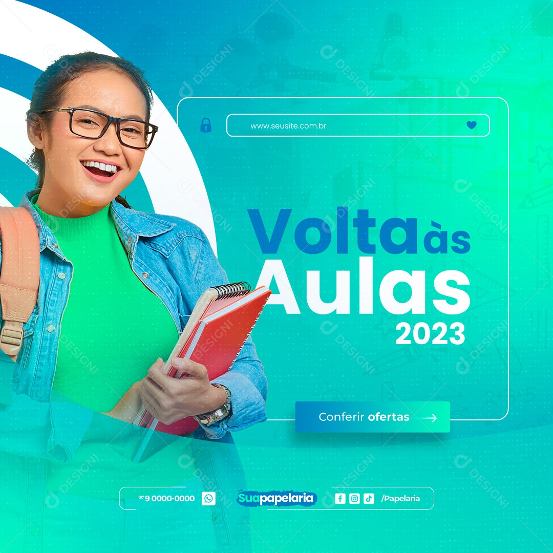 Volta Às Aulas 2023 Papelaria Social Media PSD Editável
