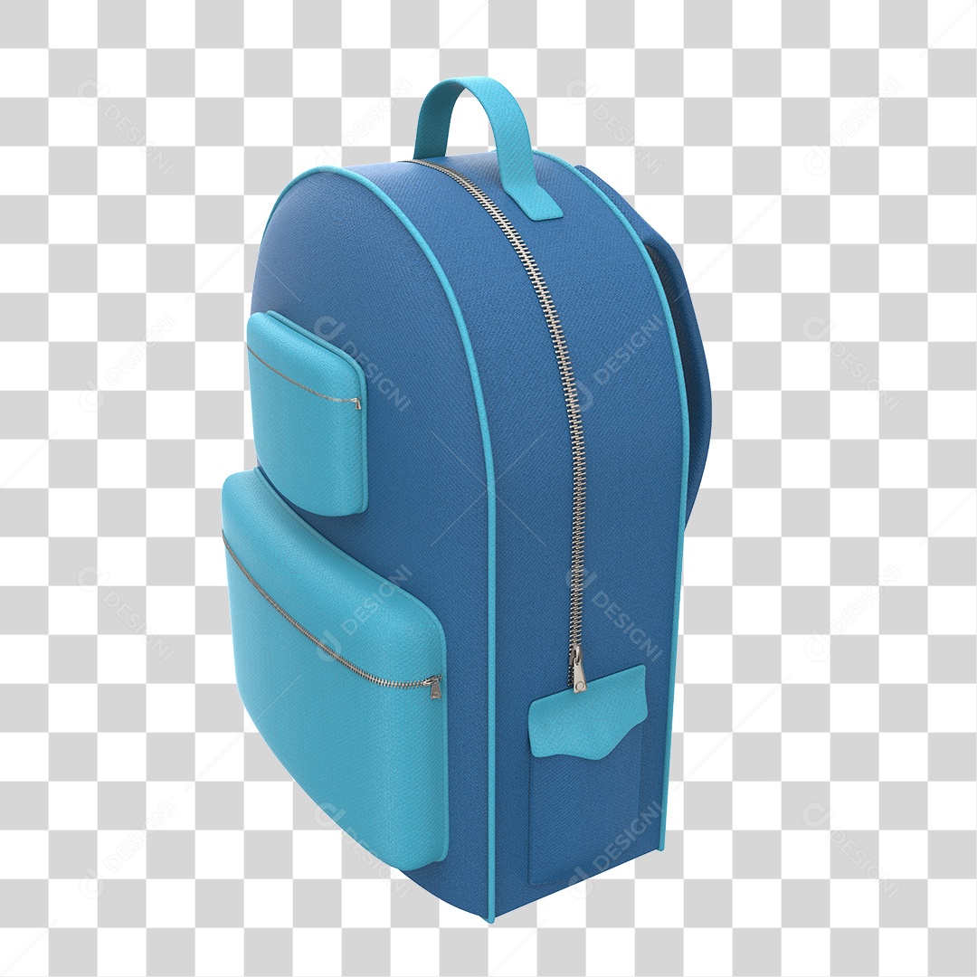 Elemento 3D Para Composição Mochila Escolar Azul PNG Transparente