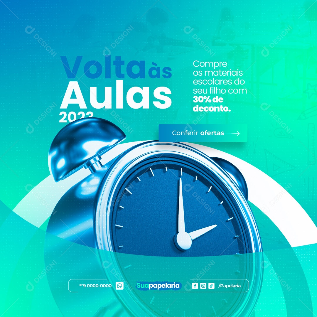 Volta Às Aulas 2023 Papelaria Social Media PSD Editável